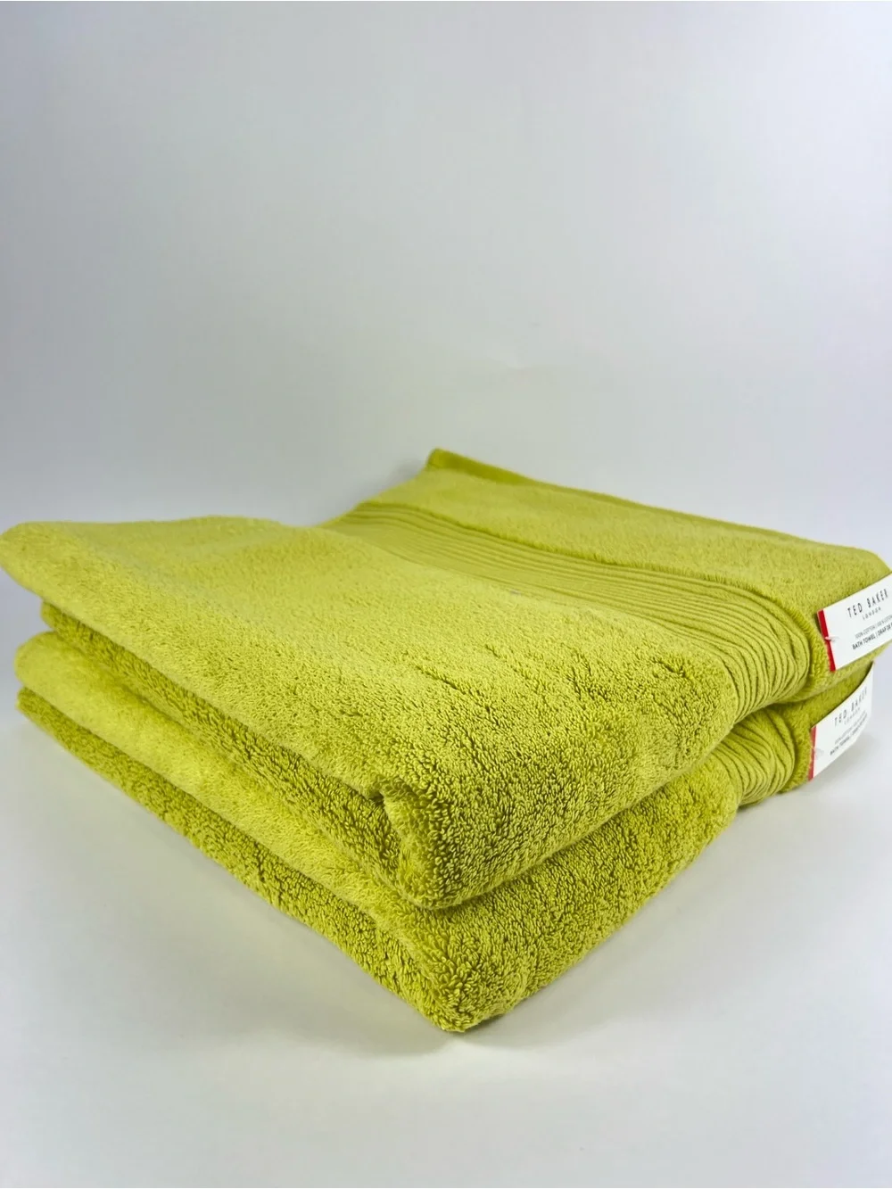 Ted Baker London Bath Towel Set Chartreuse Green Plush 100% Cotton 2 Pc NEW